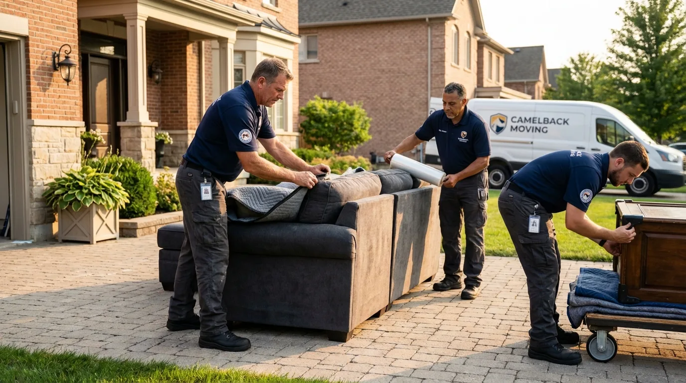 Large estate moving crew wrapping furniture in Hazelwood, MO