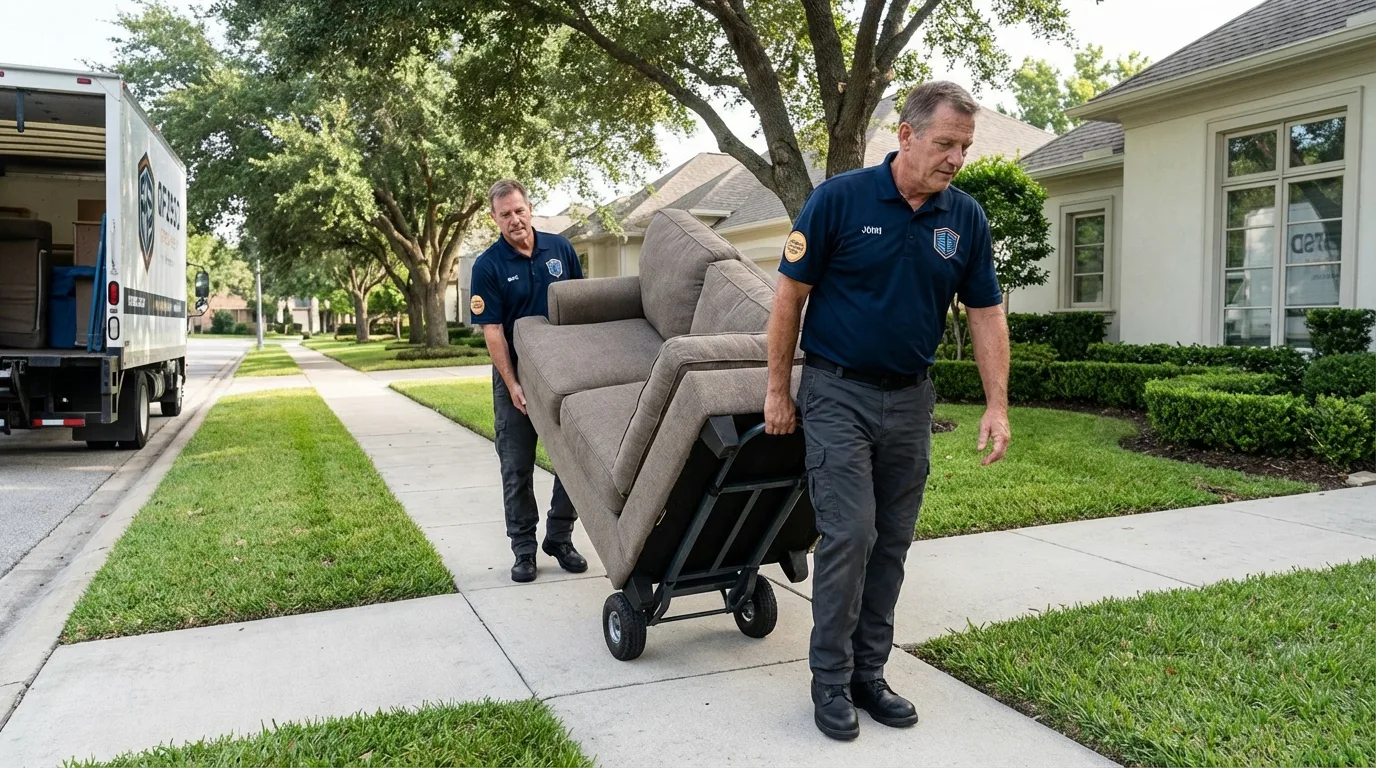 Local residential moving crew loading furniture in Hazelwood, MO